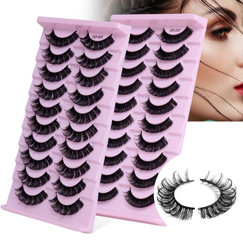 Lash extension set 10 pairs of large curly false eyelashes Natural eyelashes Thick black cotton false eyelashes