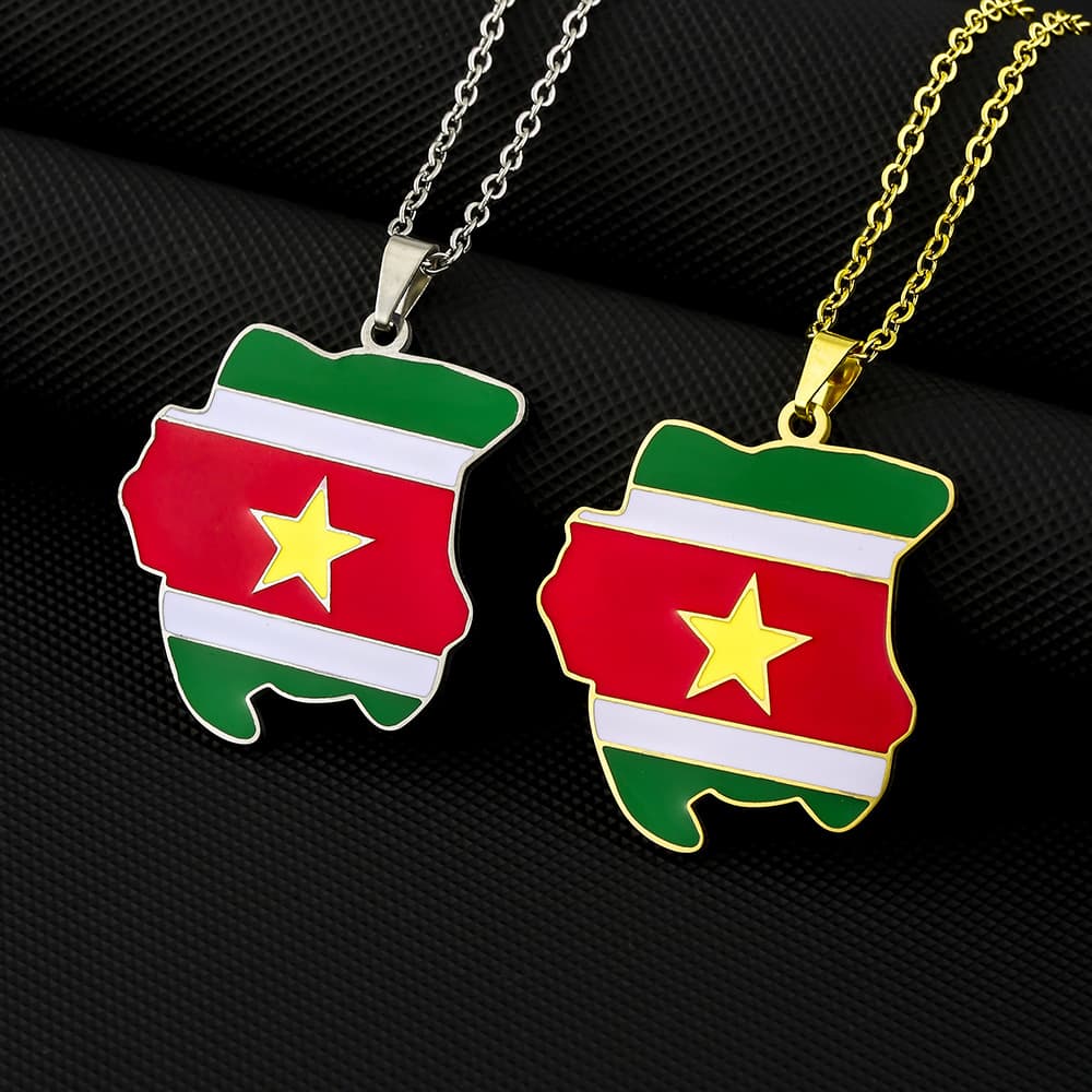retro republic of Suli map flag necklace jewelry High sense niche men and women hot selling accessories