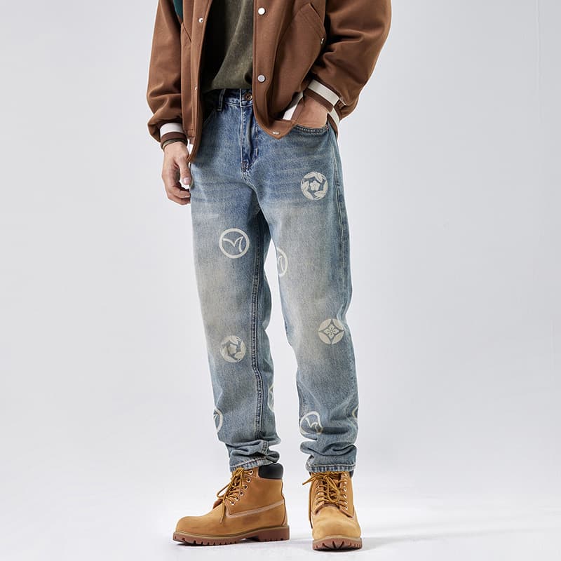 Men's Clothing High Street Loose Straight Jeans Men's Daddy Pants Tapered Long Pants