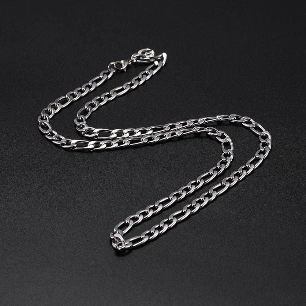 Fashion Skyrim Wide 60cm Long Necklace Figaro Chain Mens Classic Stainless Steel Statement 4-8.5 mm Thick Chains Jewelry Gift