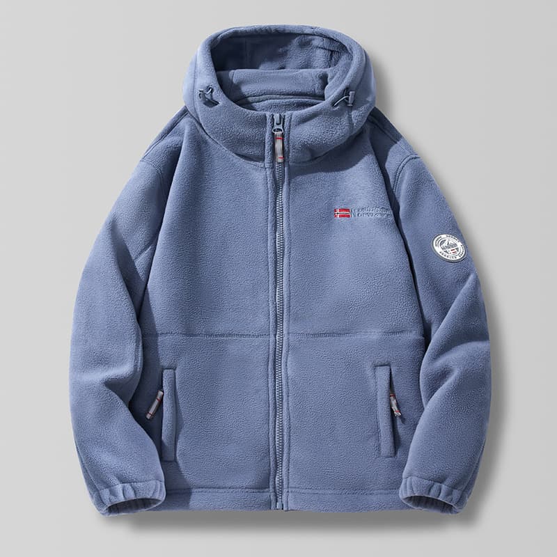 Men's Polar Fleece Hooded Jacket – Thickened & Warm | Casual Outdoor Cardigan Coat | Dark Gray/Black/Red/Khaki | Sizes XS-XXXL