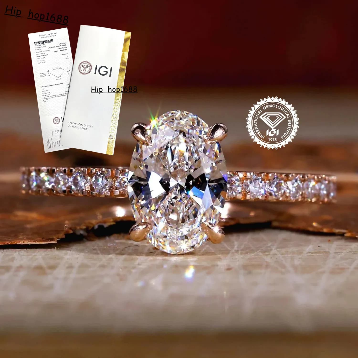 Customizable 10K 14K 18K Gold Engagement Wedding Pave Band Ring IGI Certified Oval Cut VVS Lab Grown Diamond For Luxury