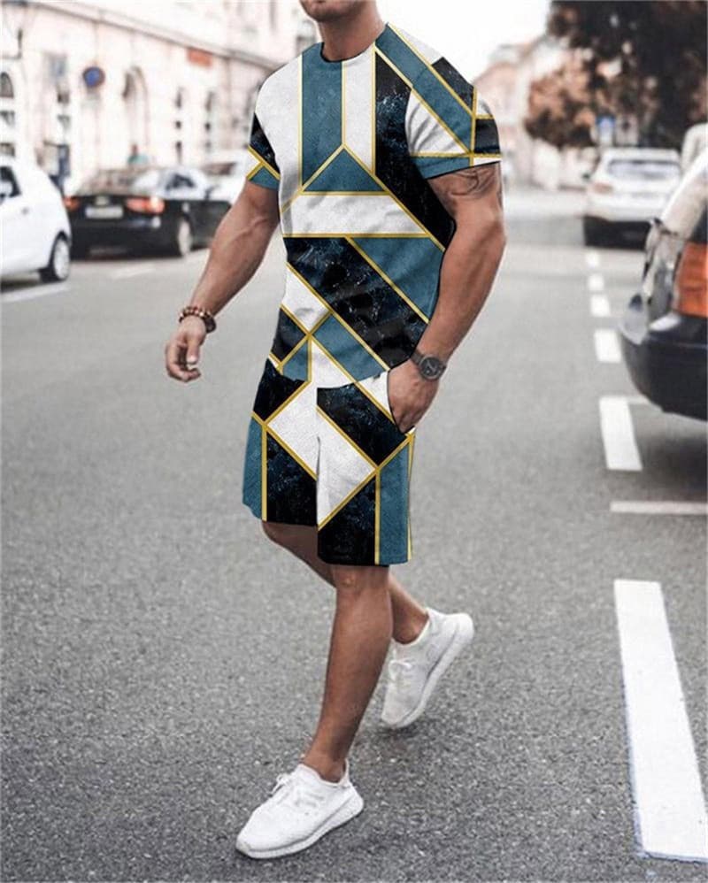 Men's Clothing Jumpsuit Shorts Set Cross-border One Piece Printing One Piece