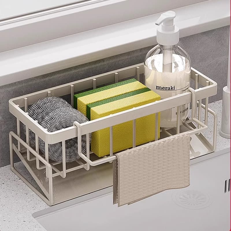 Dishcloth Drain Rack - Narrow Edge Sponge Holder, Sink Organizer For Faucet, Dishwashing Storage, EU Kitchen