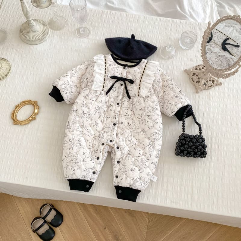 ALYCExiyuebaobao INS New Winter Fashionable Baby Padded Jumpsuit Thickened Warm Bow Cotton Romper