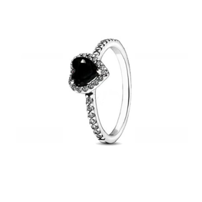 Bague Panjia Duola en cuivre plaqué argent, série Noble, cœur rouge, rose et blanc