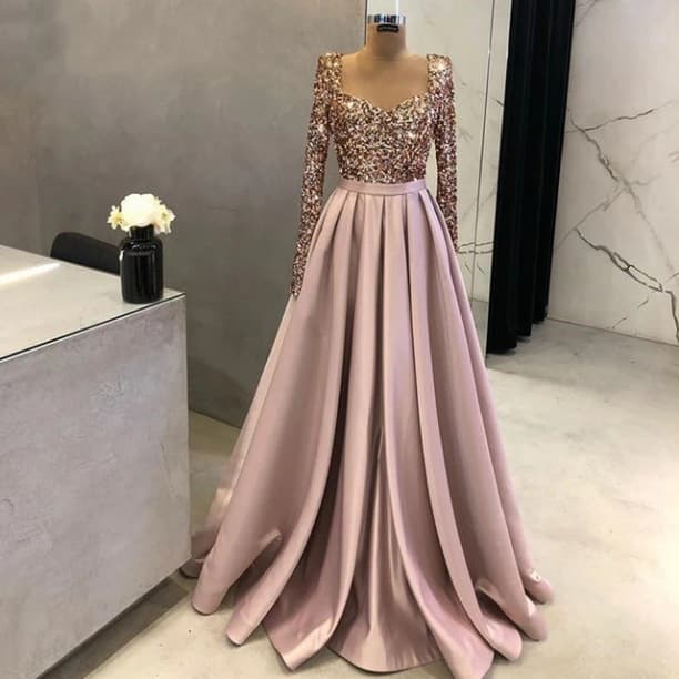 Women's Clothing Evening Dress Ball Long Dress Slit V Neck Long Sleeve