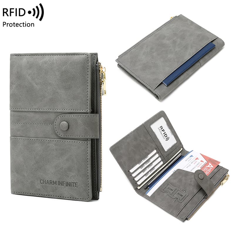 New anti theft RFID passport holder zipper buckle passport cover document holder multi functional travel passport bag