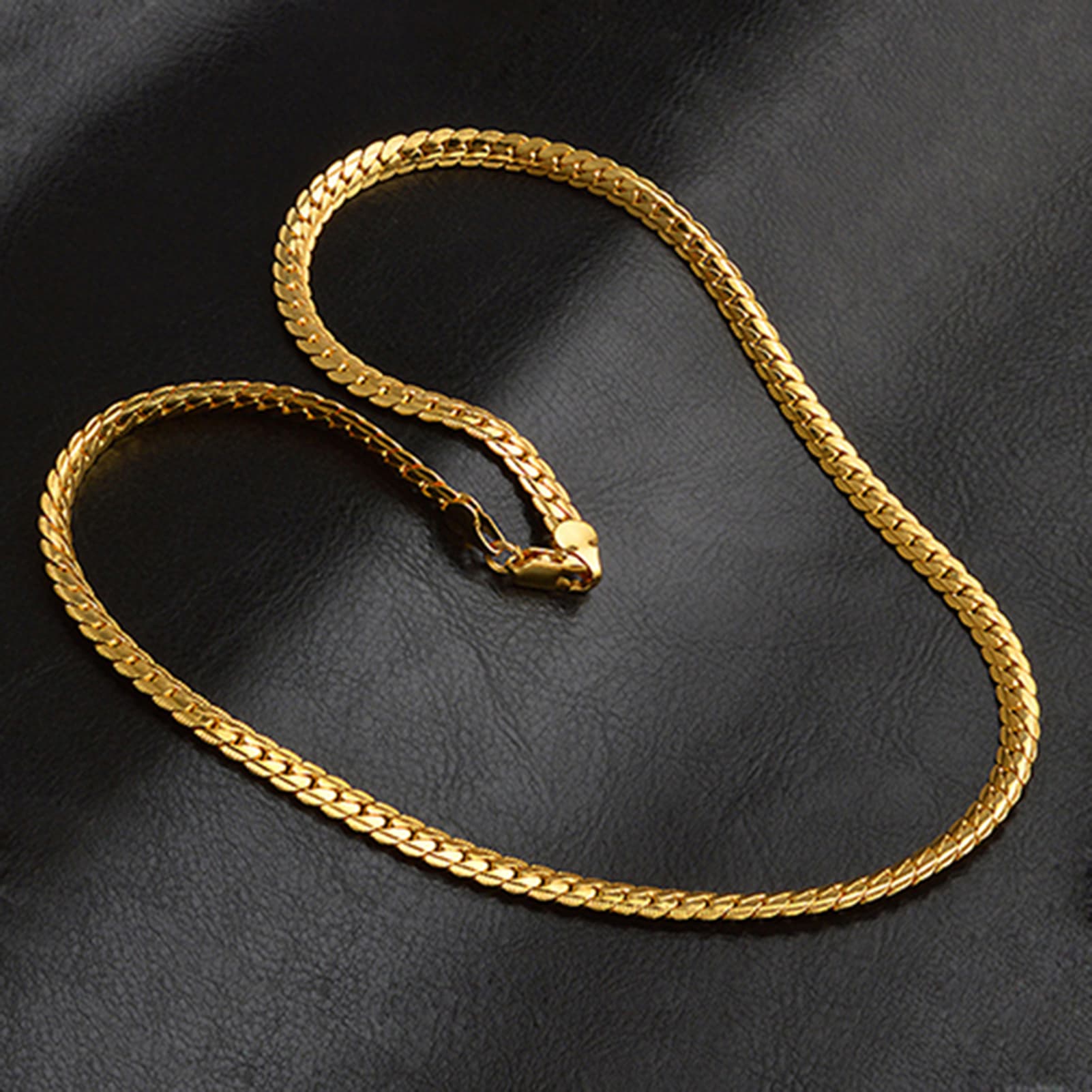 Shuosbai Unisex Fashion Gold Plated Polished Necklace Link Chain Jewelry Gift for Banquet