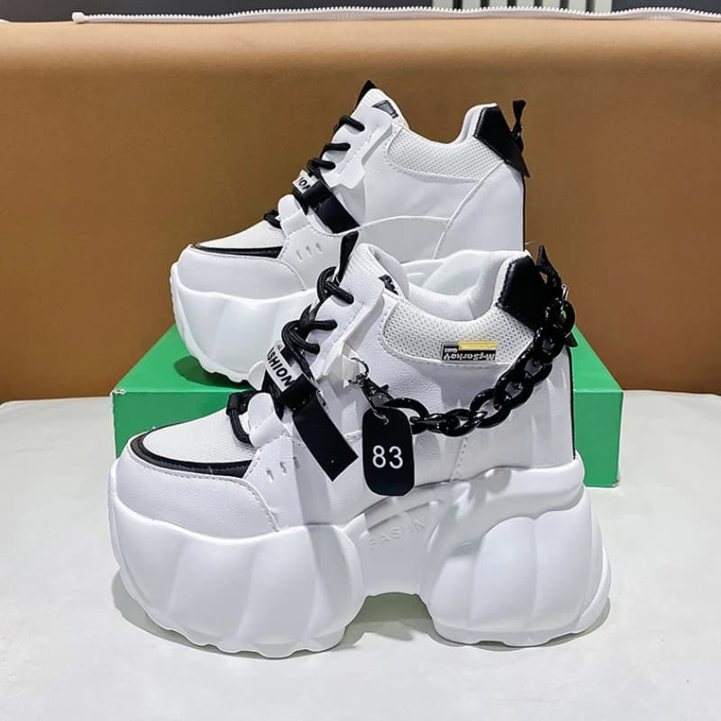 P7 Platform Shoes Chains Women's Sneakers Heightened Breathable Casual Shoes Designer Shoes for Women Fashion Thick-soled Sneakers