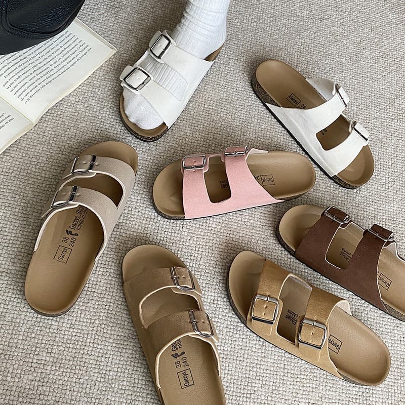 Cross-border 2024 New Retro Thick-soled Double-buckle French Exquisite Sandals Summer Outdoor Wear, Fashionable For