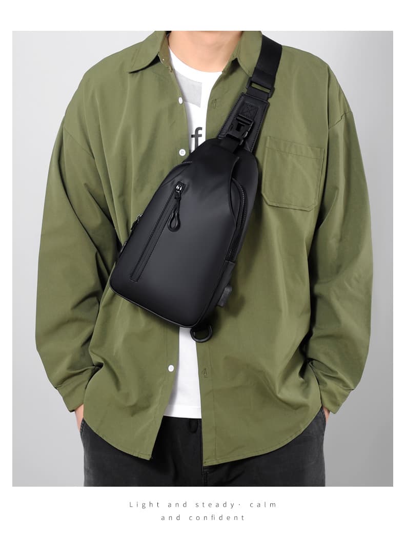 Men's new outdoor large capacity crossbody bag, men's chest bag, fashionable, simple and trendy shoulder bag
