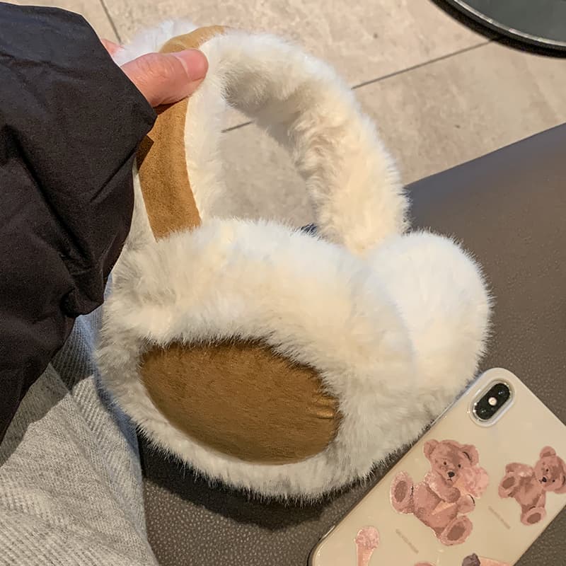 Cozy Fleece Ear Muffs For Women - Winter Warm Brown Knit Ear Warmers, Soft & Stylish Cold-Weather Accessory For Outdoor Activities​