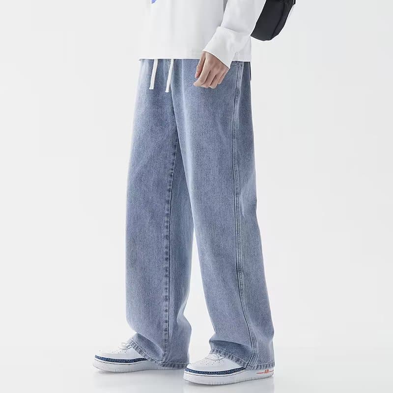Men's Clothing Jeans Men Autumn Large Size Straight Pants Men Loose Trend Hong Kong Style Ins Wide Leg Pants Casual Long Pants