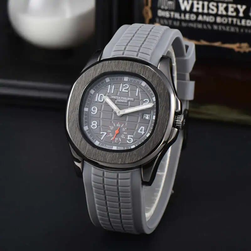 Montre à quartz Patek Classic noire pour homme, bracelet en caoutchouc, de haute qualité