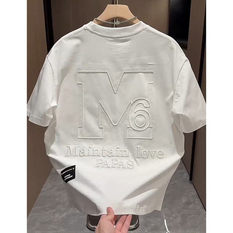 Summer New Short Men's Trendy Embroidered Simple T-Shirt Fashion Casual Half Sleeve Tee Shirt