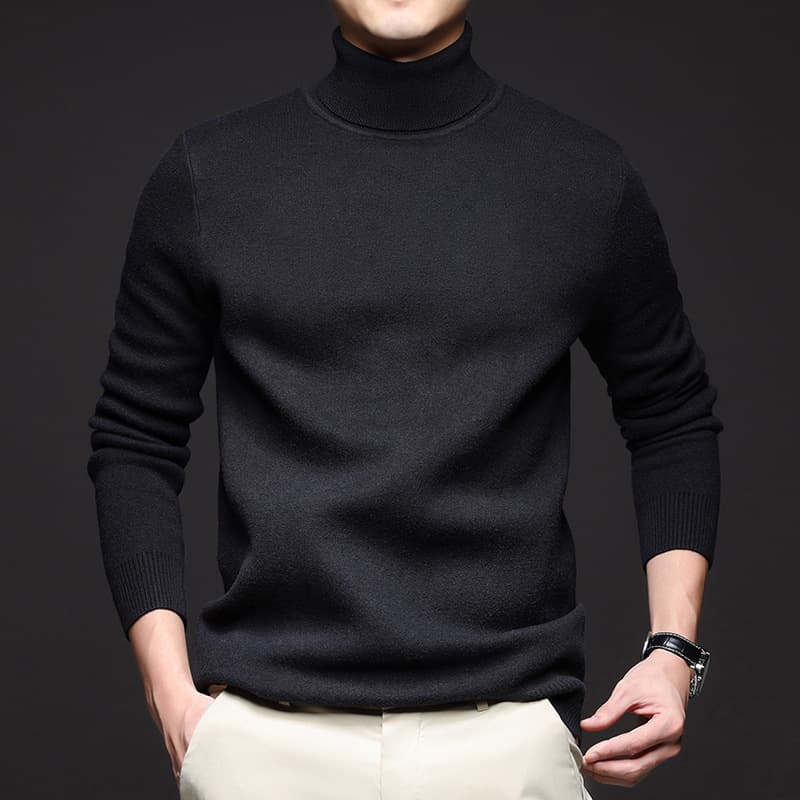 Spring And Autumn High-End Knitted 2025 New Soft Skin-Friendly Casual Fleece-Lined Warm Turtleneck Sweater For Men