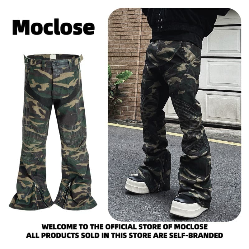 Men's Clothing Moclose American Street Fashion Brand Splicing Camouflage Men's And Women's Loose Wide Leg Flared Casual Motorcycle Overalls