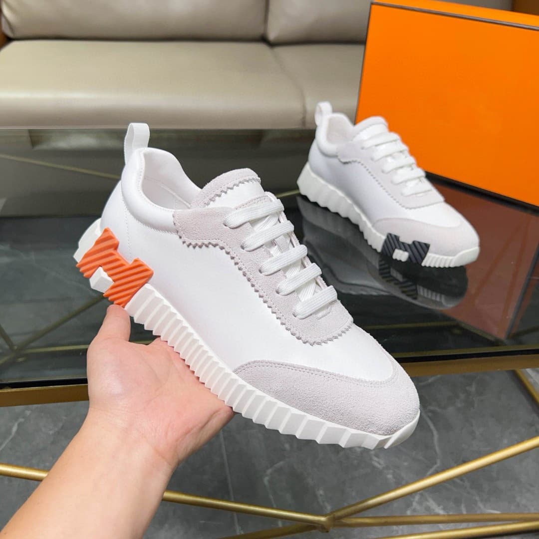 Baskets décontractées de marque H pour couple, chaussures de course respirantes, confortables et à lacets, en cuir véritable et à blocs de coule