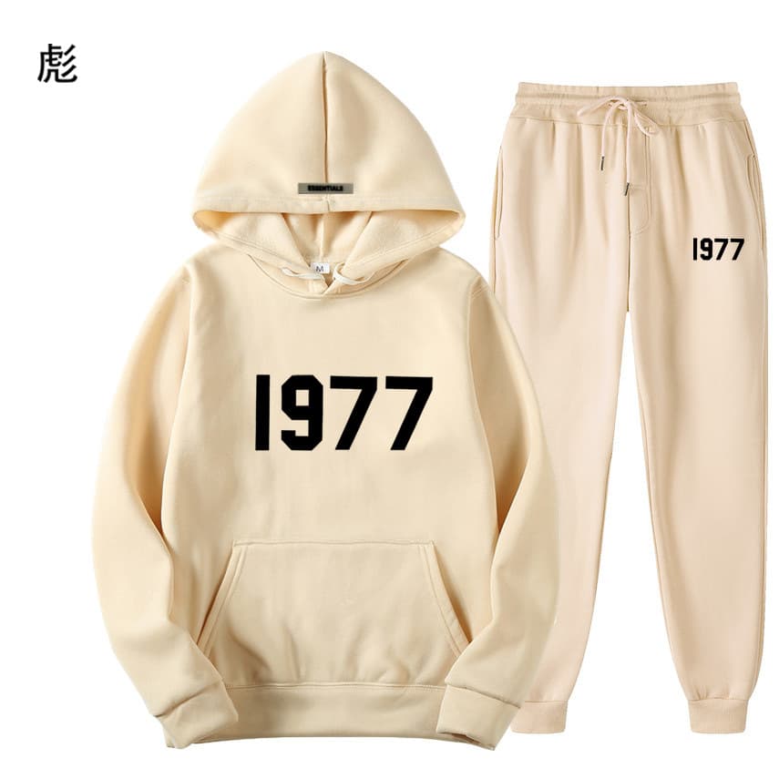 Ensemble pull polaire ample ESSENTIALS Double FOG Fashion Brand High Street, sweat à capuche unisexe avec inscription 1977.