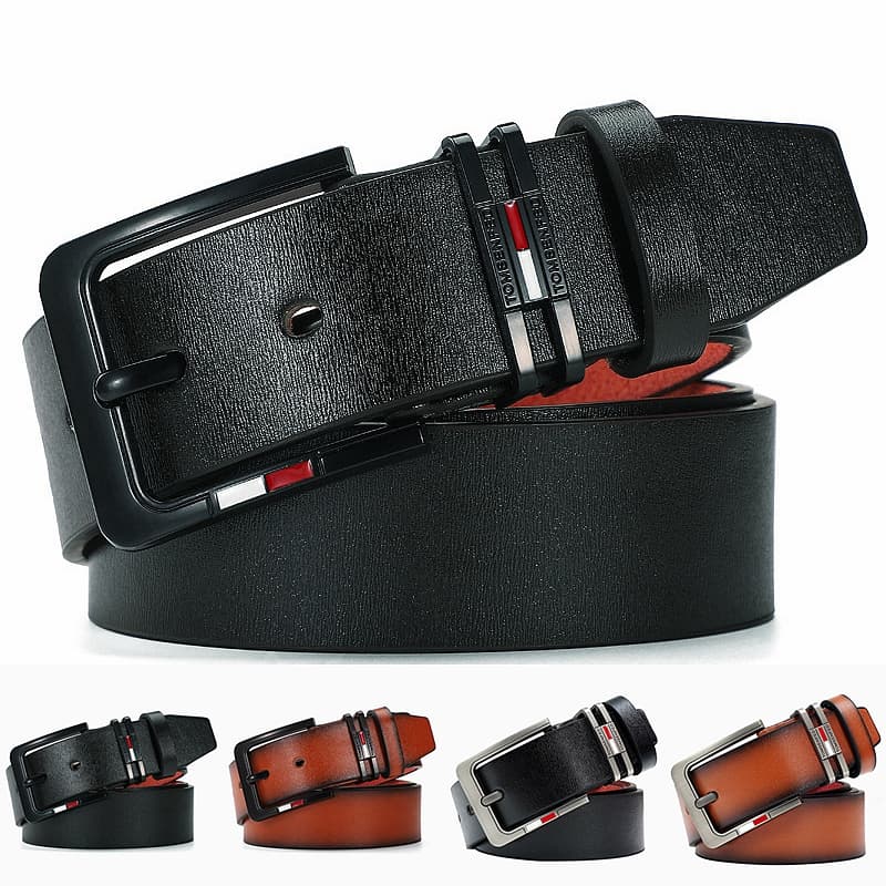 VOOTHOST Belt for Men Brand Design Leather Classical Alloy Pins Buckle Waist Belts Punk for Jeans Leisure Waistband F0047