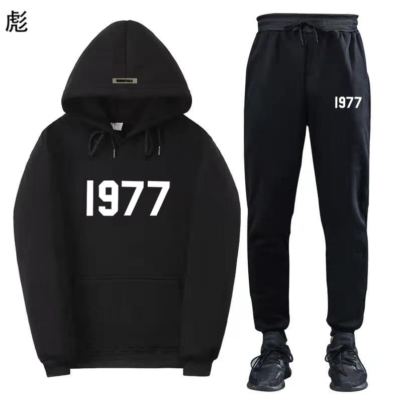 Ensemble pull polaire ample ESSENTIALS Double FOG Fashion Brand High Street, sweat à capuche unisexe avec inscription 1977.