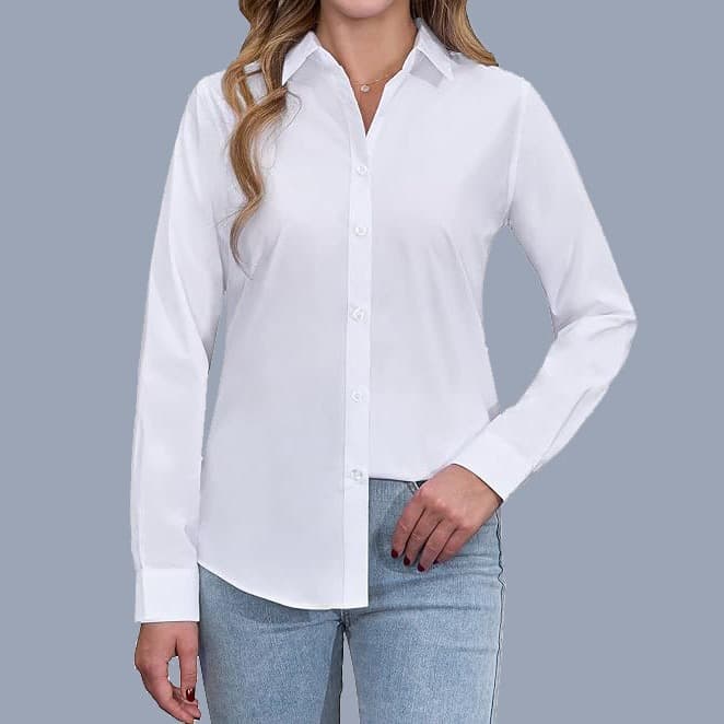 Women's Clothing Large Size Foreign Trade Polo Collar Women's Shirt Loose Fashion Temperament Solid Color