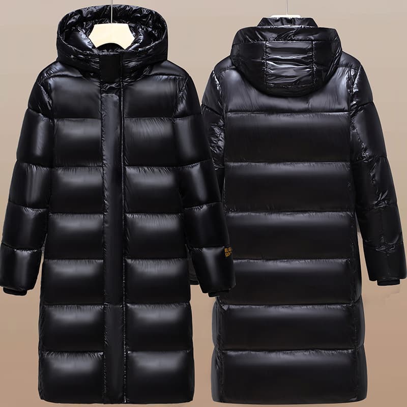 Men's Clothing Winter new couple cotton cotton black gold thickened men and women warm over the knee 2024 long youth cotton coat