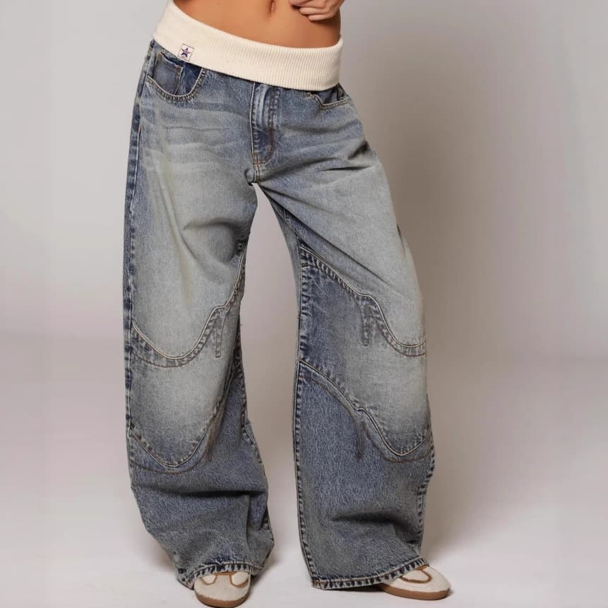 ​​"Vintage Washed Blue Jeans - Relaxed Straight Fit Unisex Denim Pants (S-2XL)"​​