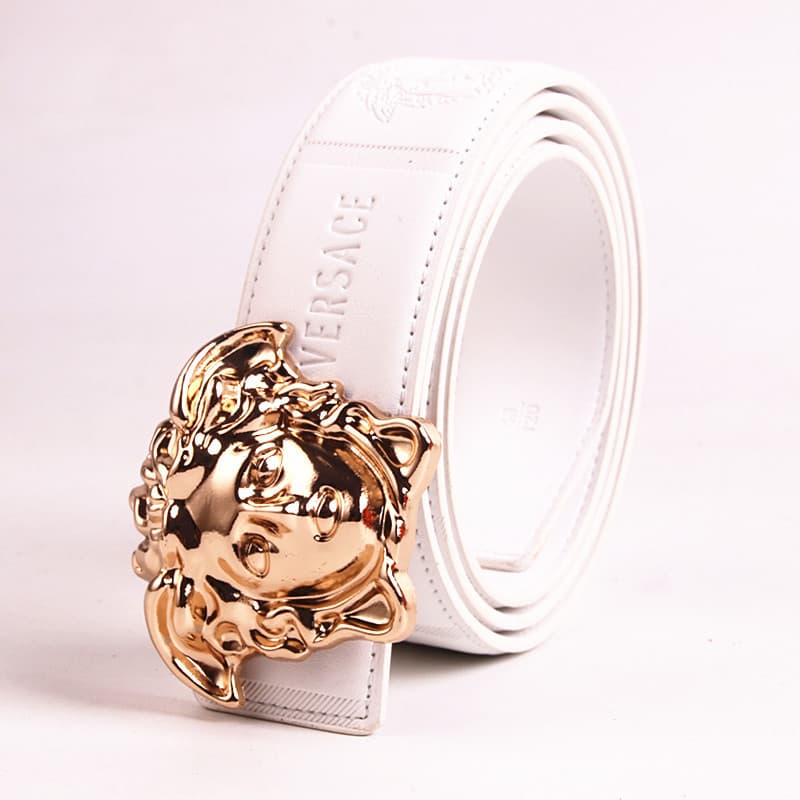 Beauty Head Ceinture en cuir véritable gaufré Ceinture unisexe en cuir véritable 3,8 cm
