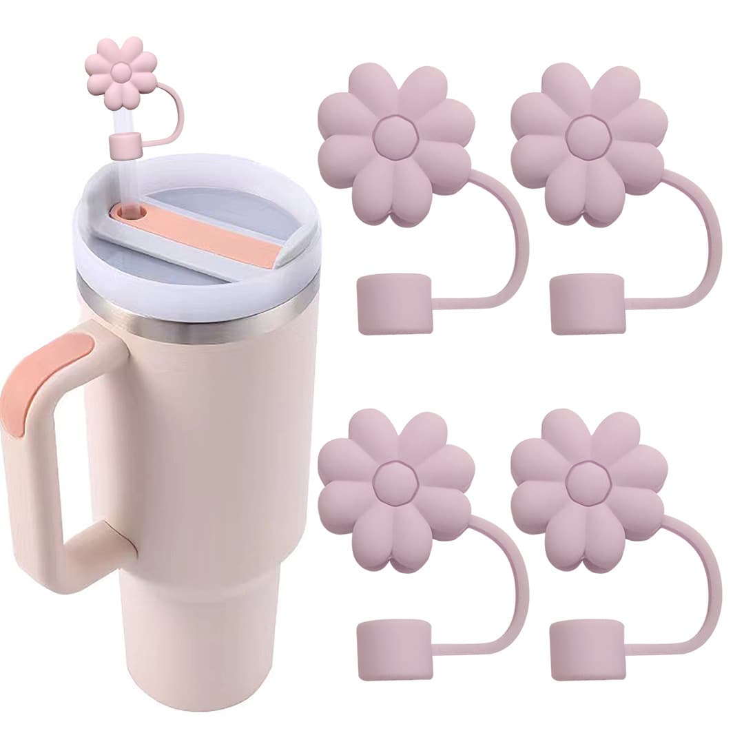 Flower straw cover solid color soft silicone silicone straw cap hot sale food grade silicone dust cap anti-fouling cover