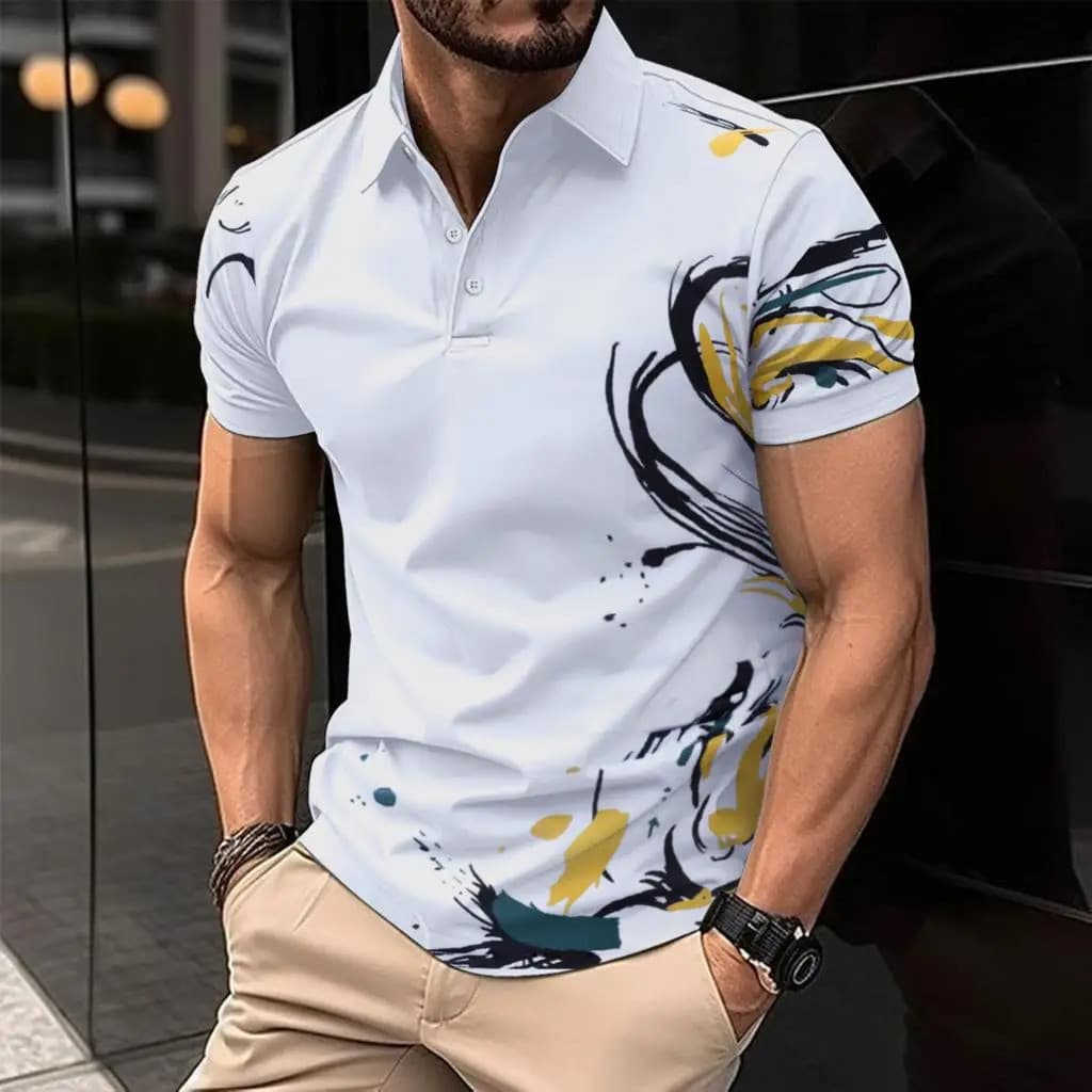 Summer Men's Casual Short Sleeved Polo Shirt With Button Down Collar, New Fashionable T-shirt XS-5XL
