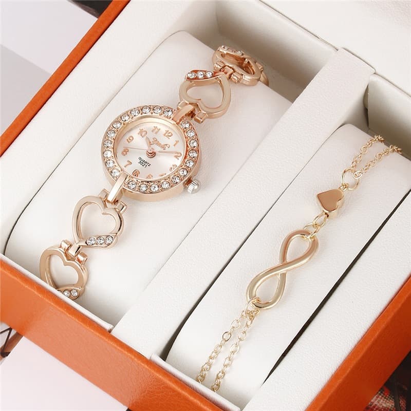 Unisex Accessories alloy bracelet set fashionable trend temperament diamond inlaid quartz ladies watch