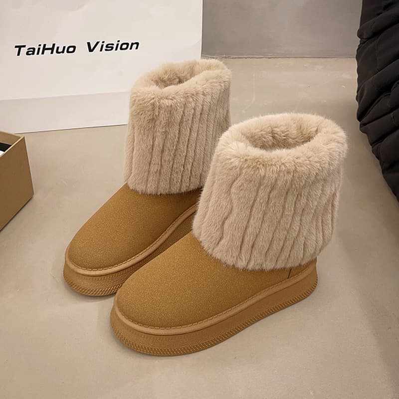 Thick-soled snow boots and fleece short boots
