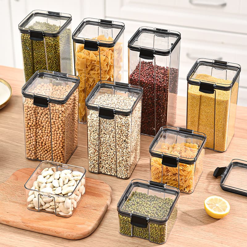 Clear Airtight Food Storage Containers - 3-Piece Set Kitchen Canisters For Tea, Dry Fruits & Spices (BPA-Free Plastic)​