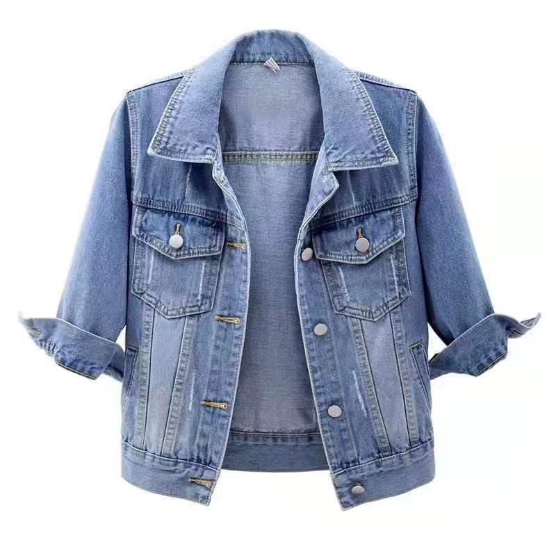 Women's Clothing Three quarter sleeve denim jacket