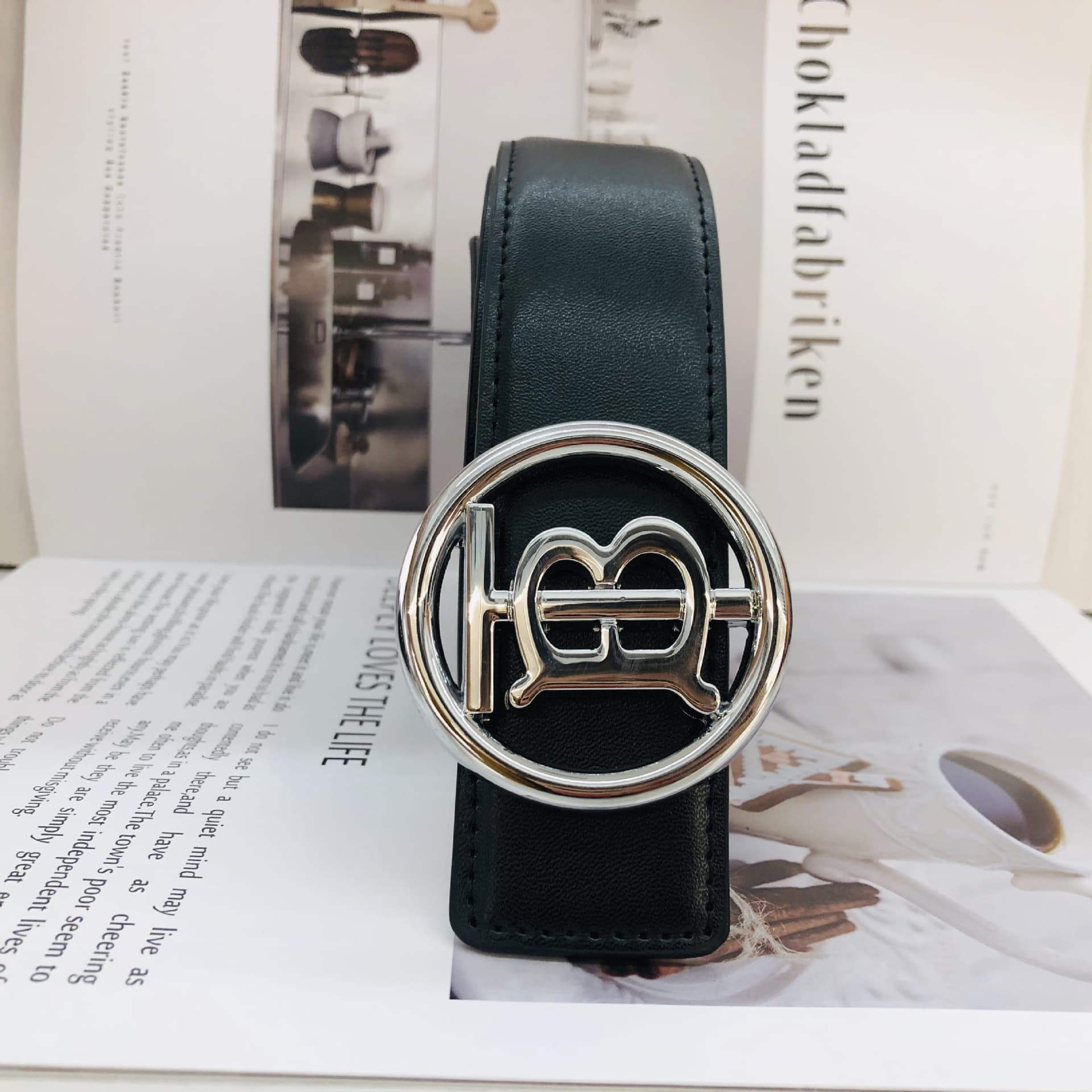 Ceinture classique pour hommes et femmes, avec boucle lisse en cuir de vache TB à double face en relief, ceinture décontractée et polyvalente