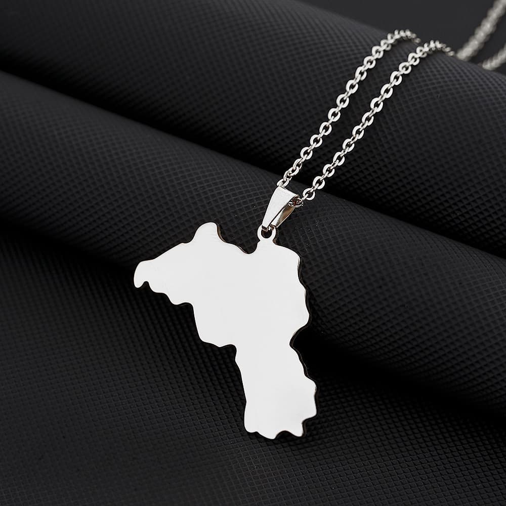 Collier avec pendentif carte du Kurdistan en forme de goutte d'huile, style rétro, en acier inoxydable, pour hommes et femmes