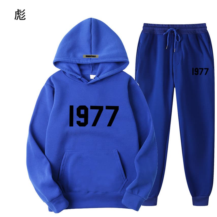Ensemble pull polaire ample ESSENTIALS Double FOG Fashion Brand High Street, sweat à capuche unisexe avec inscription 1977.