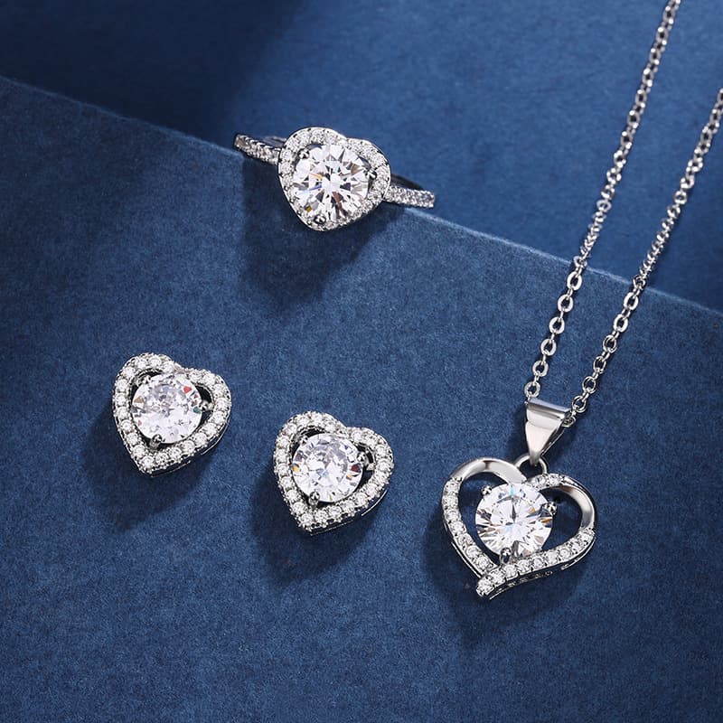 Kwai Online Live Broadcast Love Design Silver Necklace Imitate D Color Moissanite Female Pendant