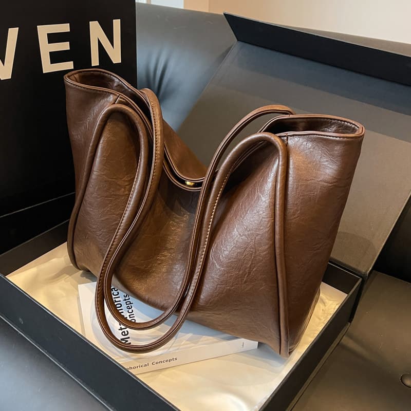 Large Capacity For Women, Autumn 2024 New Fashion Simple Shoulder Bag, Textured Commuting Tote Bag