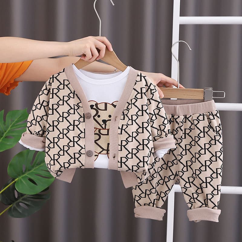 Children's Leisure Three-piece Separate Set Long Sleeve Spring And Autumn Male And Female Baby Baby Autumn And Spring