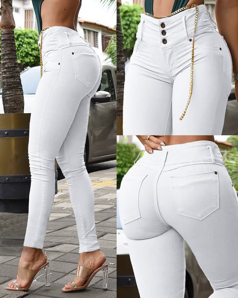 Women's clothing ready-made khaki high-waisted tight-fitting pants