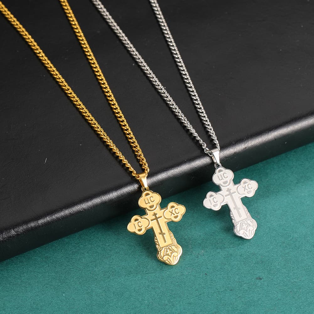 Ins Style 304 Stainless Steel Cross Men's Necklace Titanium Steel Pendant Jewelry Pendant