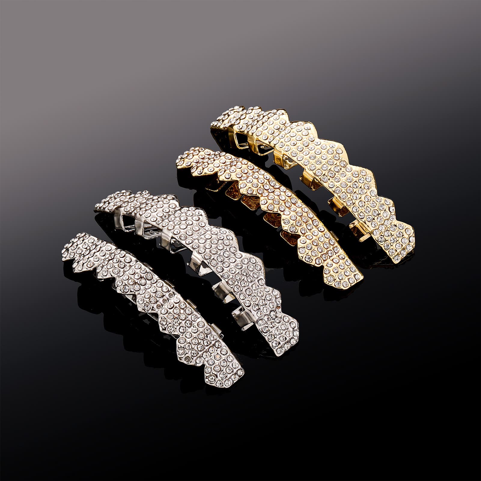 Unisex Jewelry Fashion Jinao high quality real gold electroplated gold braces eight teeth full diamond hip hop braces teeth grillzHIPHOP tooth