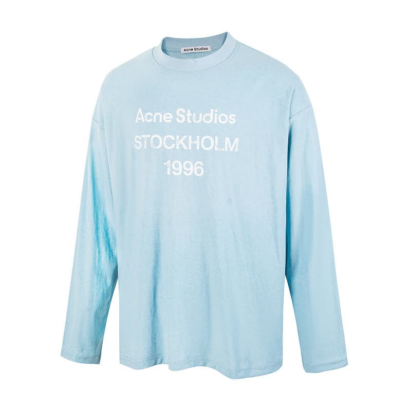 T-shirt unisexe à manches longues, style AC tendance, imprimé lettres simples, coupe déstructurée, fine et ample, style « Pas la Belle au bois