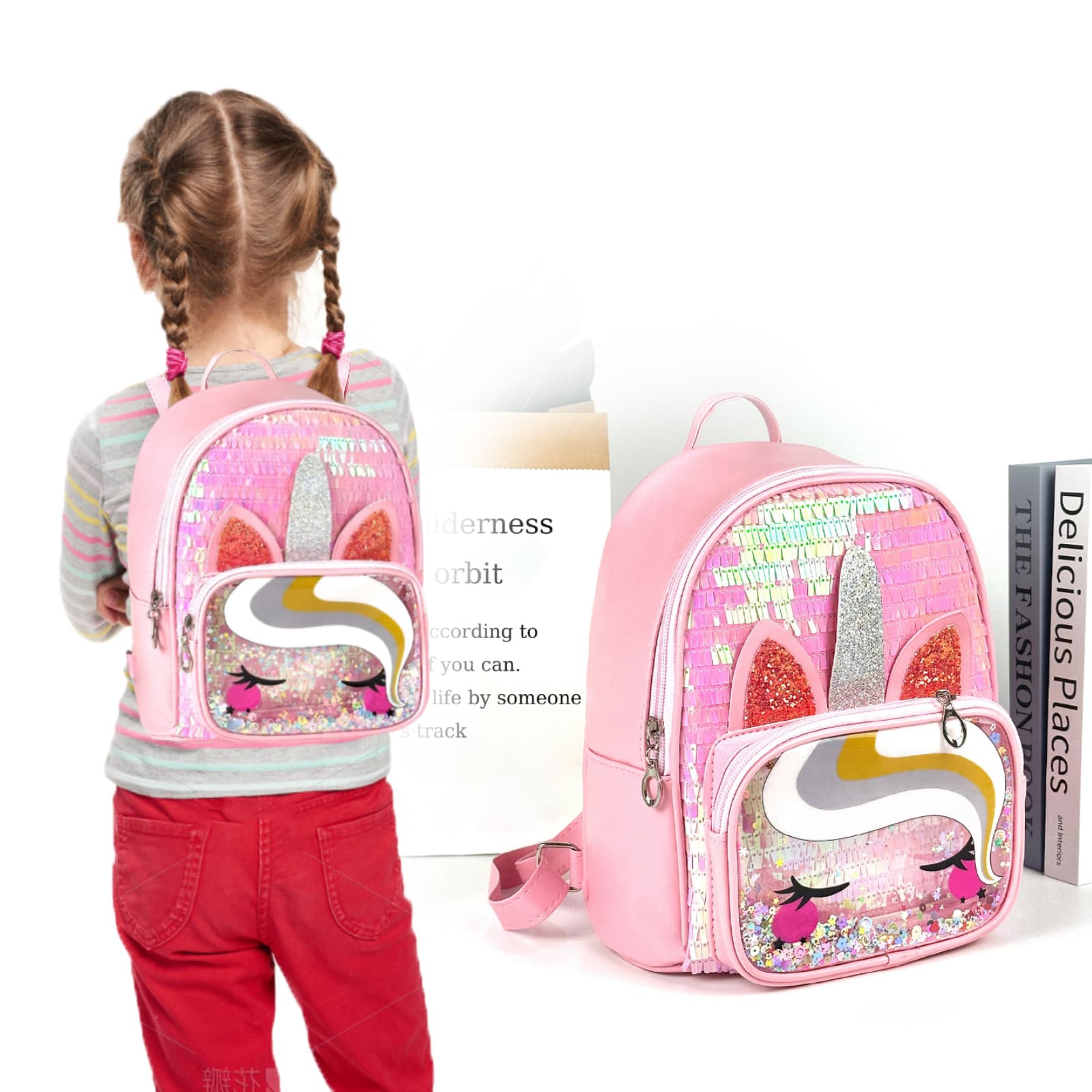 Sequin Children's Trend Backpack Fashion Backpack Girl Cartoon Cute Kindergarten Small Class