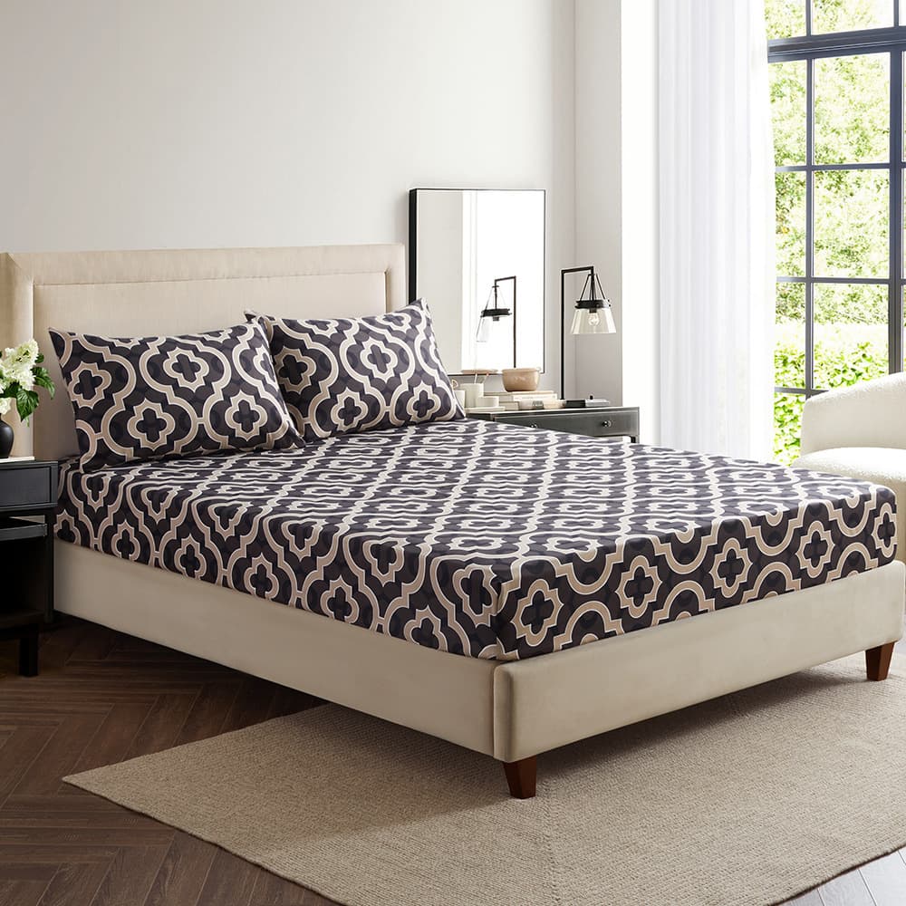 Moroccan Floral 3D Printed Polyester Bed Skirt With Elastic Hem - Twin/Twin XL/Full/Queen/King Size Options