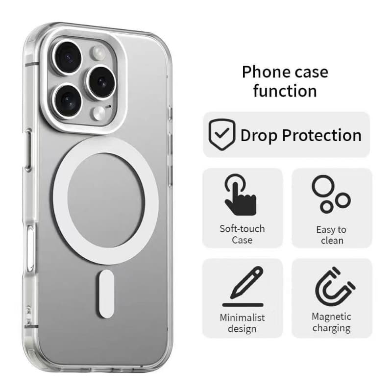 Magnetic Frosted Military Protection Case Iphone16e 15 14 13 12 11 16Pro Max Plus For Camera Frame Hard Cover