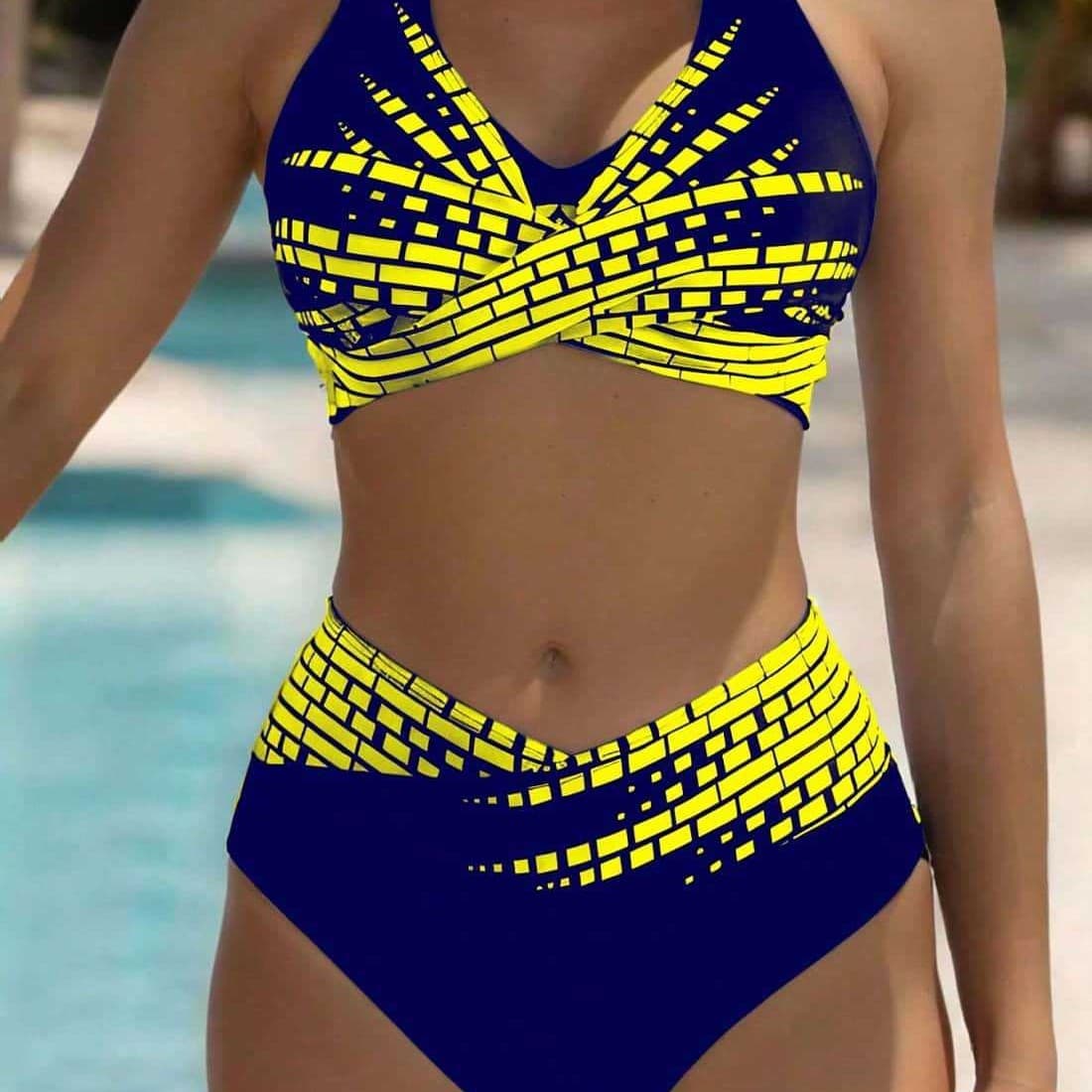 Women's Clothing Split Triangle Conservative Swimming Hot Spring Sports Leisure Slim High Waist Bikini